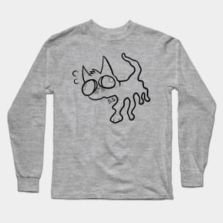 Anxiety Cat Outline Long Sleeve T-Shirt